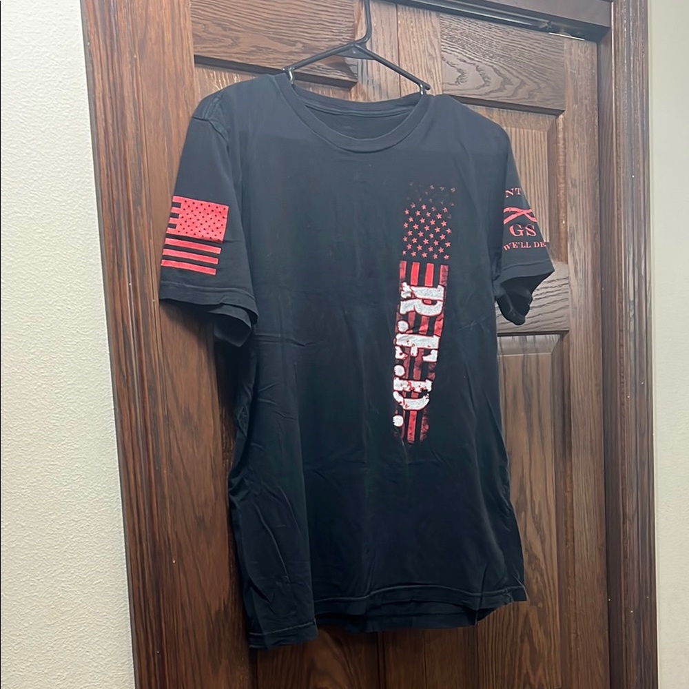 Grunt Style Black and Red Short Sleeve Tees Patriotic Design